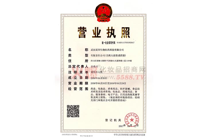 诺邦营业执照-武汉诺邦(比黛)医药科技有限公司