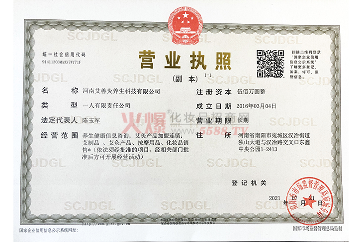 营业执照-河南艾善灸养生科技有限公司