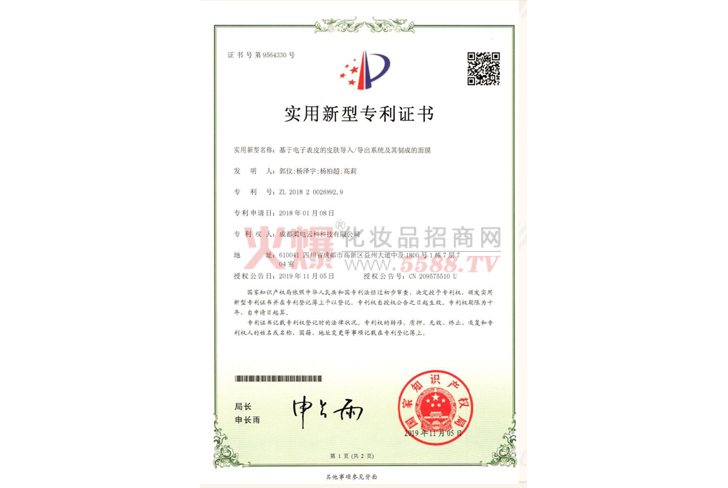 基于电子表皮的皮肤导入/导出系统及其制成的面膜