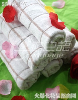 竹纤维缎格毛巾