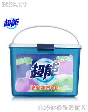 超能蓝色桶装浓縮天然皂粉机洗型