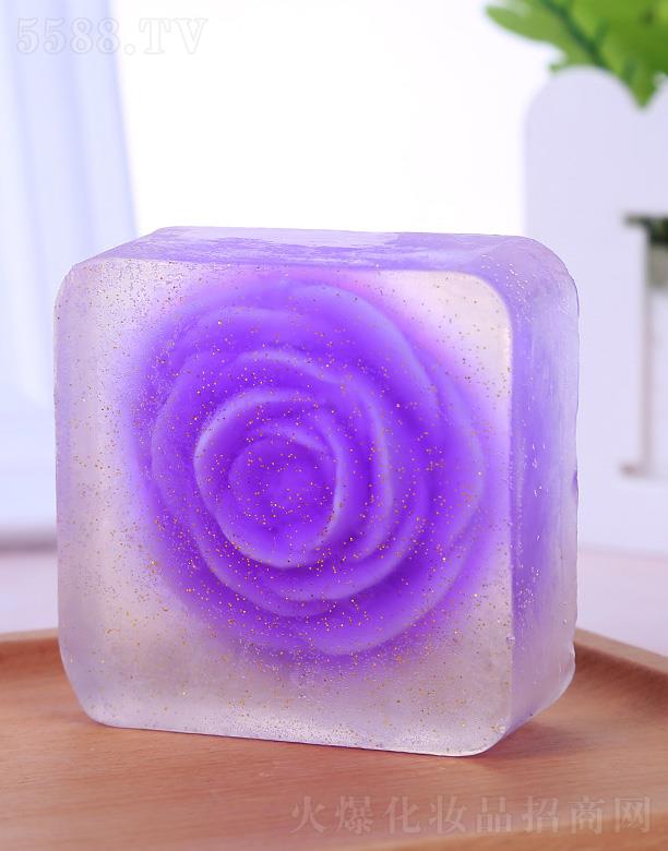 妃子芳香玫瑰花金箔精油手工皂-紫