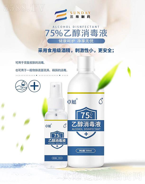 卓娗75%乙醇消毒液 500ml