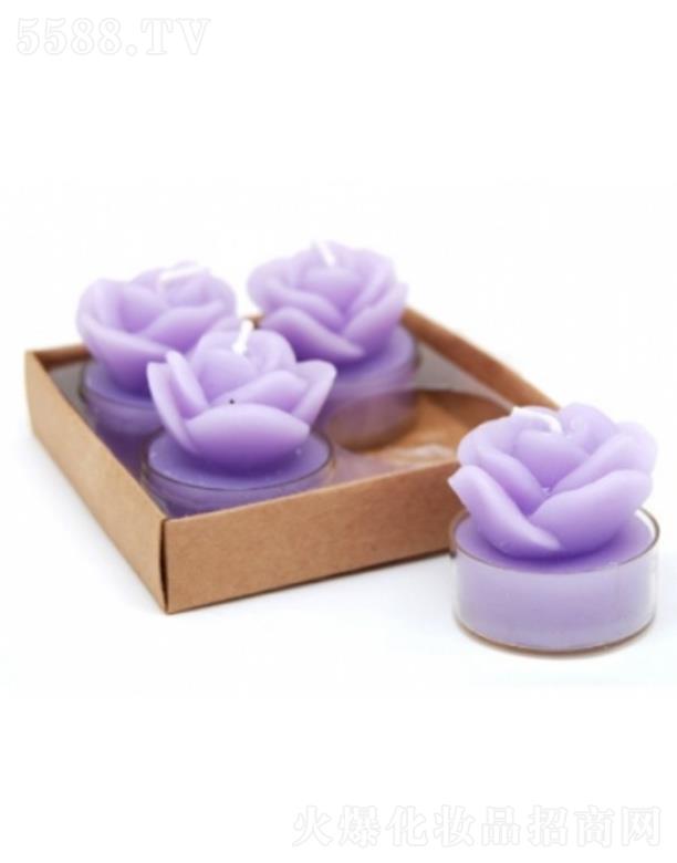汇美舍玫瑰花蜡烛-紫色（4个）清新舒爽的香味