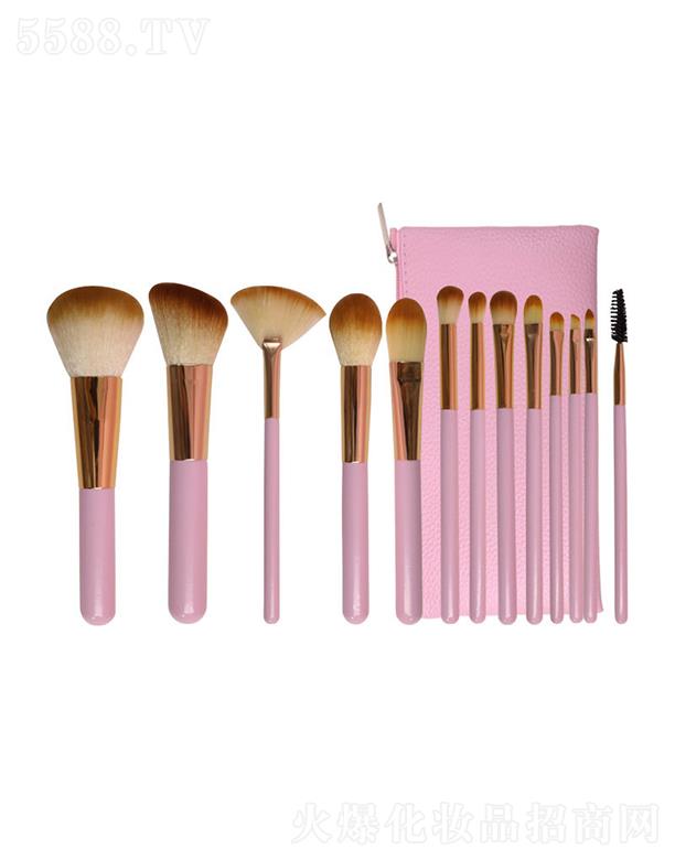 惠姿曼彩妆工具十三支粉色实木刷柄超软仿生毛化妆套刷散粉刷