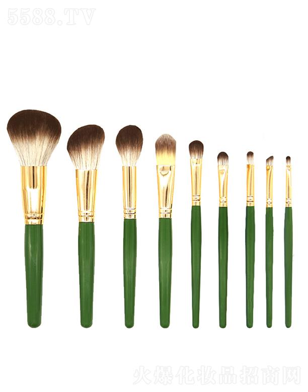 惠姿曼9支绿色木柄植物纤维毛化妆刷散粉刷美妆工具刷