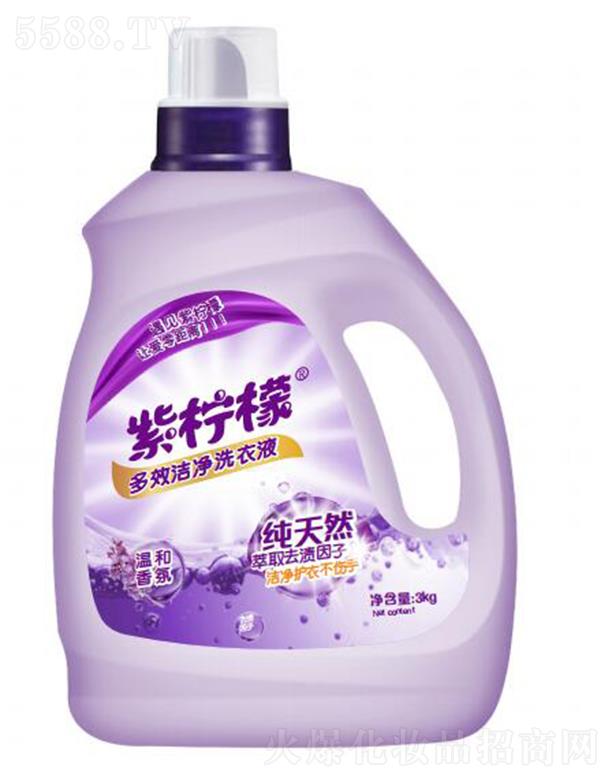 紫柠檬多效洁净洗衣液 3KG 打击顽固污渍持久留香